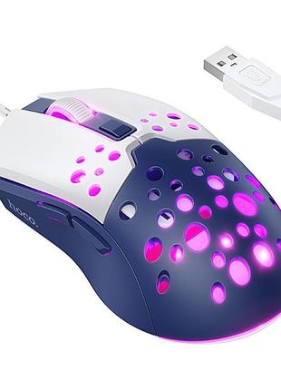 Мышь проводная hoco gm51 sky luminous white / blue