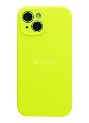 Чехол silicone case full с защитой камеры для iphone 15 shiny green