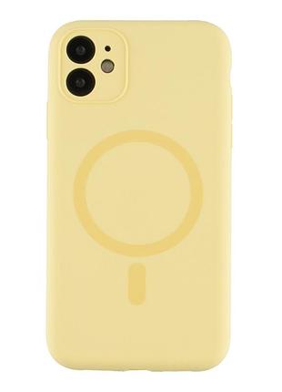 Чехол накладка glow silicone case с рамкой камеры для iphone 11 панель-накладка для телефона с magsafe yellow