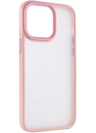 Накладка-чехол metal buttons для apple iphone 14 pro (айфон 14 про) прозрачно-матовый, с металлическими кнопками pink