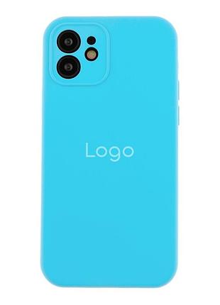 Чехол silicone case full с защитой камеры для iphone 12 blue