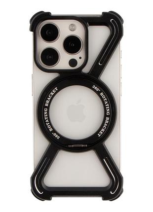Панель-накладка titanium armorx magsafe для apple iphone 15 pro max встроенный 360° поворотный держатель black