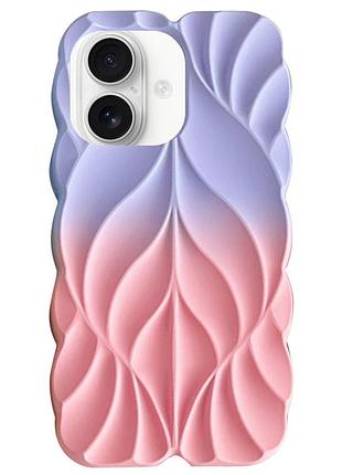 Силіконова накладка tpu leaf 3d (об'ємний дизайн) для apple iphone 16 lilac / pink