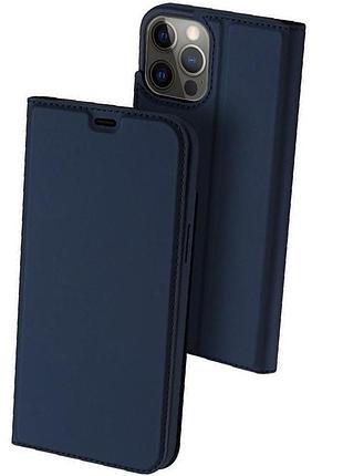 Чохол-книжка dux ducis з кишенею для візиток для apple iphone 13 pro max (6.7") синій