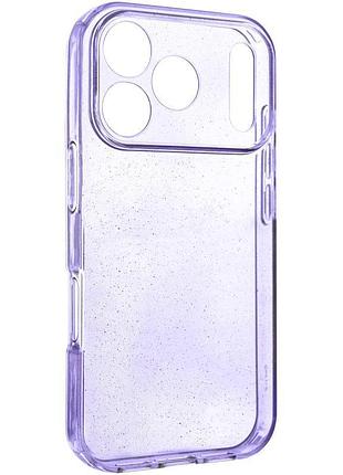 Чохол tpu nova для apple айфон 17 pro, з блискітками (glitter) purple (прозорий)