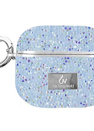 Чехол bling world rock diamond для airpods 3, tpu, кристальный дизайн sky blue