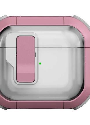 Протиударний захисний чохол locking button кейс для навушників airpods 4 pink