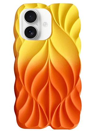 Силіконова накладка tpu leaf 3d (об'ємний дизайн) для apple iphone 16 yellow / orange