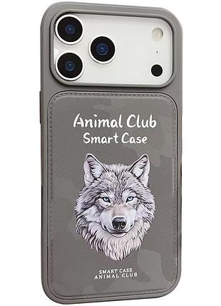 Чохол (накладка) animal club для apple iphone 17 pro захисний протиударний з принтом titanium gray