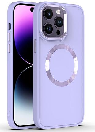 Tpu чехол bonbon metal style with magsafe для apple iphone 14 pro (6.1") сиреневый / dasheen