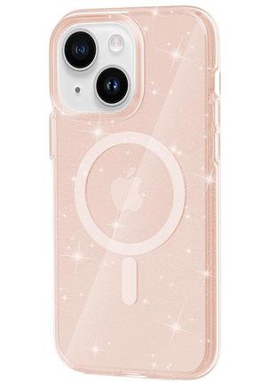 Чохол tpu galaxy sparkle (magfit) для apple iphone 15 plus (6.7") gold+glitter
