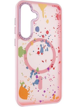 Чохол-накладка flush з magsafe для samsung galaxy s24 fe прозорий в стильному дизайні з принтом baby pink