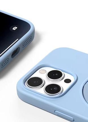 Чехол silicone case full protective with ring для apple iphone 14 pro max (6.7") blue 2