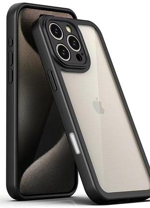 Tpu чохол transparent + colour 1,5mm для apple iphone 16 pro (6.3") black