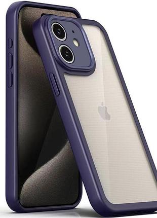 Tpu чехол transparent + colour 1,5mm для apple iphone 12 (6.1") purple
