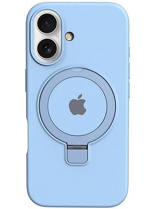 Чехол silicone case full protective with ring для apple iphone 16 (6.1") blue