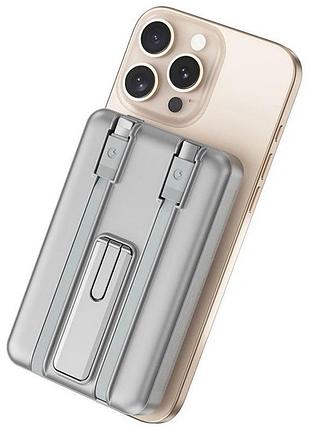 Портативное зу power bank wiwu wi-p056 22.5w+pd20w с бзу+iwatch with cable 10000 mah silver