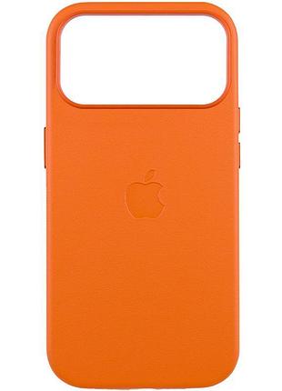 Кожаный чехол leather case (aaa) with magsafe and animation для apple iphone 17 pro (6.3") orange