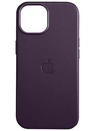 Кожаный чехол leather case (aaa) with magsafe and animation для apple iphone 13 (6.1") dark purple