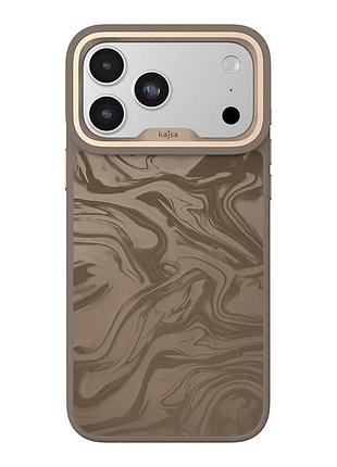 Чехол-накладка kajsa glamorous коллекция жидкое искусство (fluid art) с magsafe для iphone17 pro max desert gold o-ring
