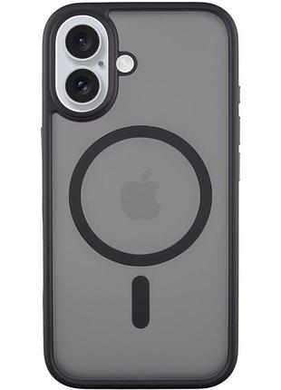 Чехол-накладка metal buttons для apple айфон 16 матовый прозрачный с металлическими кнопками, противоударный black