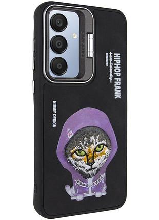 Чехол tpu friends стильный принт для samsung galaxy a55 кольцо-держатель/подставка, black cat