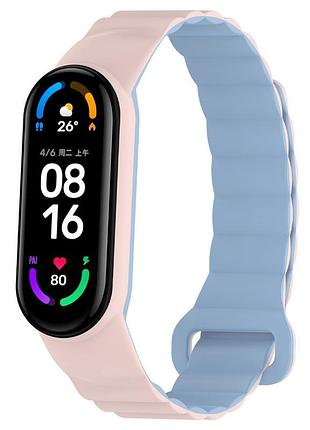 Ремешок dual-color magnetic для xiaomi mi band 7/6/5/4/3 light pink / lilac blue