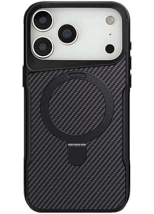 Дизайнерський чохол з металевими кнопками та carbon ring для apple айфон 17 про black