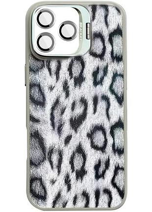 Чохол tpu, pc wild leopard (леопардовий дизайн) підтримка magsafe в комплекті лінзи для apple айфон 16 pro grey