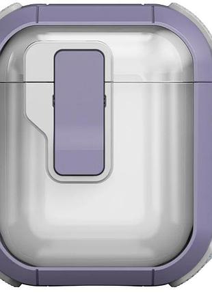 Протиударний захисний чохол locking button кейс для навушників airpods 1/ airpods 2 light purple