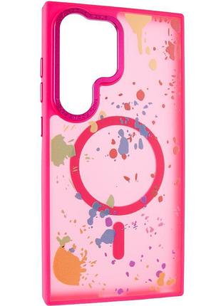 Чохол-накладка flush з magsafe для samsung galaxy s24 ultra прозорий у стильному дизайні з принтом barbie pink