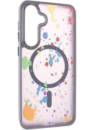 Чохол-накладка flush з magsafe для samsung galaxy s24 plus/galaxy s25 plus прозорий у стильному дизайні з принтом titanium grey