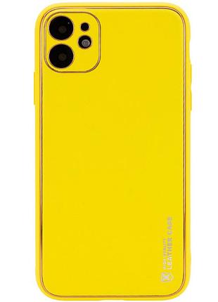 Кожаный чехол xshield для apple iphone 12 (6.1") желтый / yellow