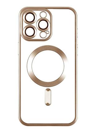 Чехол tpu metallic chrome full camera magsafe iphone 13 gold