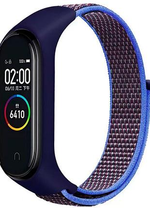 Ремешок nylon new для xiaomi mi band 3/4/5/6/7 navy blue / azure