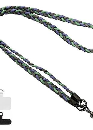 Плетенный шнурок (5мм) 120см black / green / blue