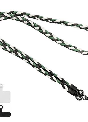 Плетенный шнурок (5мм) 120см dark green / black / white
