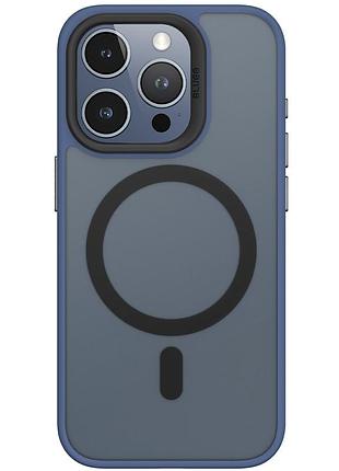 Чехол tpu накладка, pc blueo skin friendly frosted с magsafe для iphone 15 pro max (айфон 15 про макс) blue