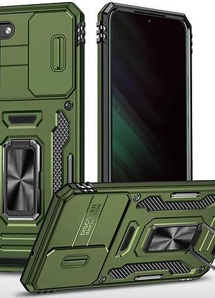 Ударостійкий чохол camshield army ring для samsung galaxy s22+ оливковий / army green