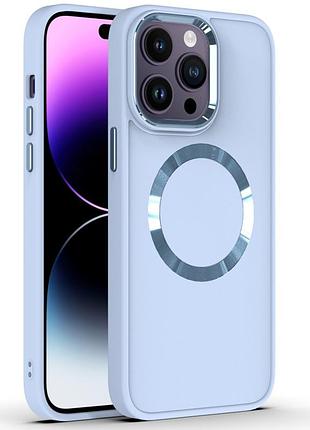 Tpu чехол bonbon metal style with magsafe для apple iphone 14 pro (6.1") голубой / mist blue