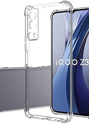 Tpu чохол getman ease logo посилені кути full camera для vivo iqoo z3 безбарвний (прозорий)