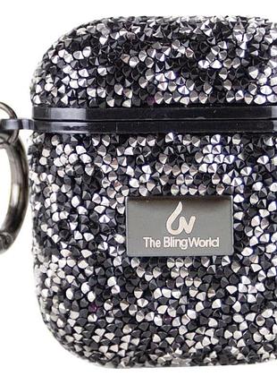 Чехол bling world rock diamond для airpods 1/ airpods 2, tpu, кристальный дизайн black