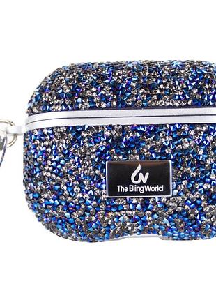 Чехол bling world rock diamond для airpods 3, tpu, кристальный дизайн blue