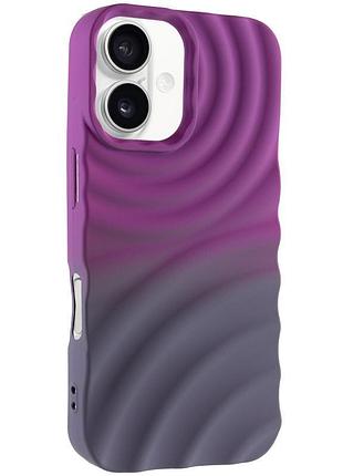 Силиконовый чехол tpu colorwave 3d для iphone 16 объемный дизайн purple / gray