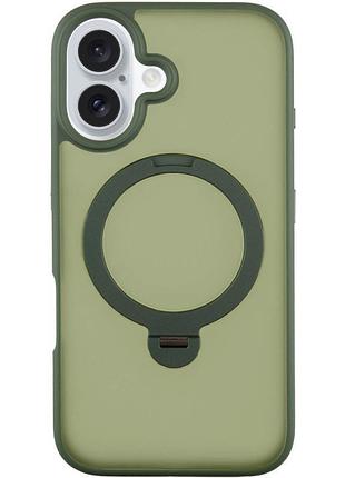 Чехол ummi colorful magsafe hq ring для iphone 16 с кольцом-подставкой 360° айфон 16 green