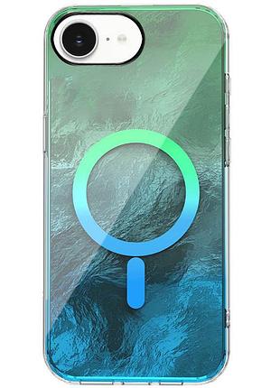 Чохол tpu shiny mountain (magfit) для apple iphone 16e (6.1") green / blue