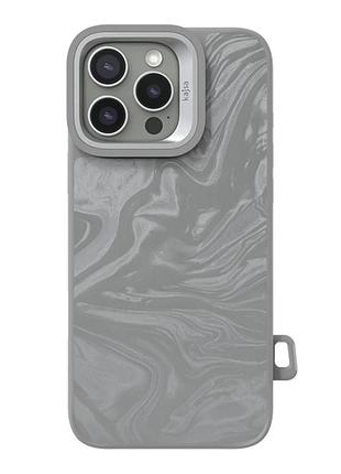 Чехол-накладка kajsa glamorous коллекция жидкое искусство (fluid art) с magsafe для iphone 16 pro max grey