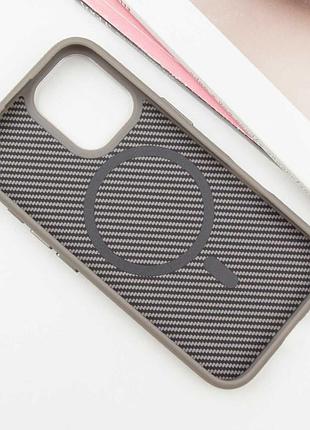 Чехол tpu+pc carbon with magsafe для apple iphone 16 (6.1") grey 3