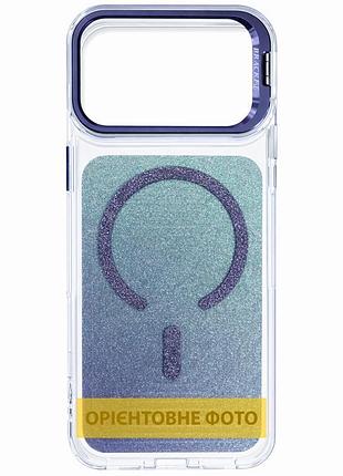 Сияющий чехол tpu, pc jewel sparkle magsafe для apple iphone 15 pro max (айфон 15 про макс) противоударный кейс с драгоценным