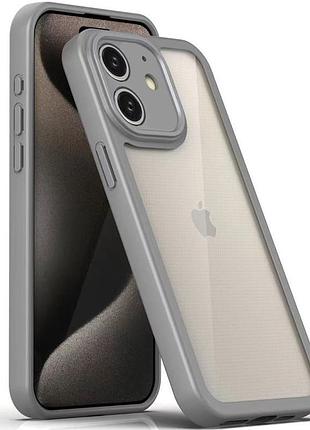 Tpu чехол transparent + colour 1,5mm для apple iphone 12 (6.1") grey